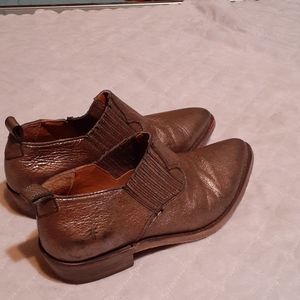Frye short western bootie gold/bronze leather